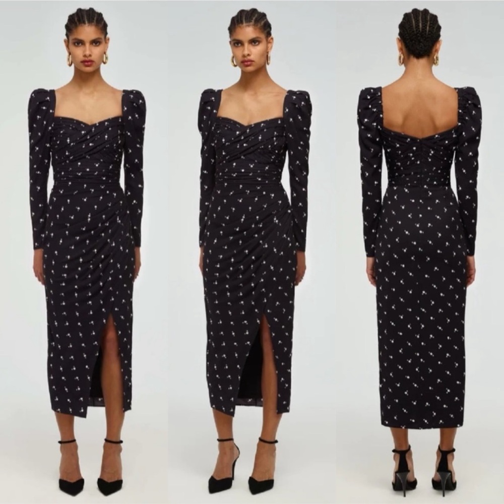 Self-Portrait Polka Dot Puff Sleeve Dress in Size 2